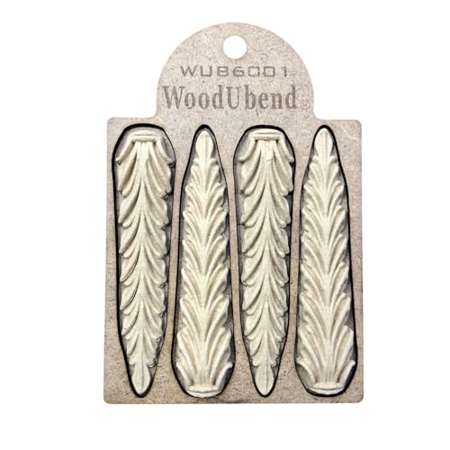 WoodUbend WUB6001 Decorative Corbel Appliques - Heat Bendable & Flexible Wood Onlays 10x2.3cm - DIY Craft, Furniture & Home Decor - Easy to Apply & Paint - Versatile & Reusable Decals (4 Pack) - size: WUB6001