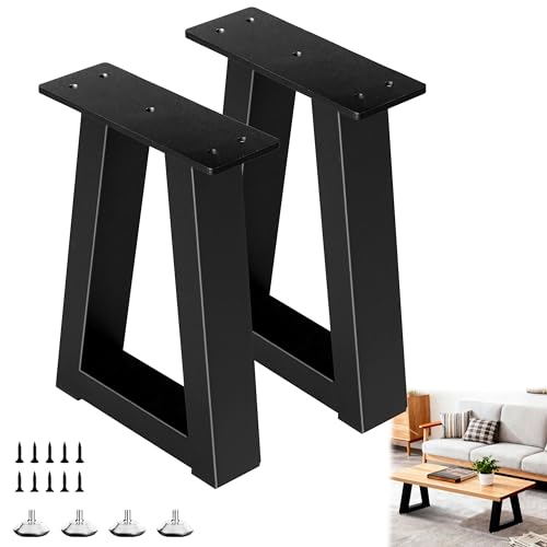 12 Inch Trapezoid Metal Table Legs Bench Legs,DIY Furniture for Coffee/Side Table, Bench Stool Cabinet Feets - Black, Set of 2 - size: 12 '' Trapezoid