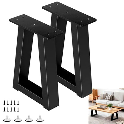 12 Inch Trapezoid Metal Table Legs Bench Legs,DIY Furniture for Coffee/Side Table, Bench Stool Cabinet Feets - Black, Set of 2 - size: 12 '' Trapezoid