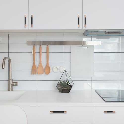 10 Pack 5 Inch Black and Champagne Bronze Kitchen Cabinet Handles - color: Black And Champagne Bronze, size: 5'' Hole Center(128mm)