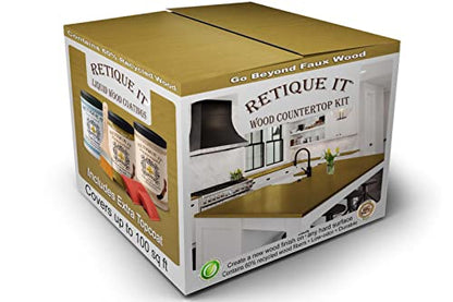 Retique It Liquid Wood Countertop Kit with Wood Gel Stain - Genuine Wood Finished countertops (32 oz (Island), 55 Old Oak) - color: 55 Old Oak, size: 24 oz (Island)