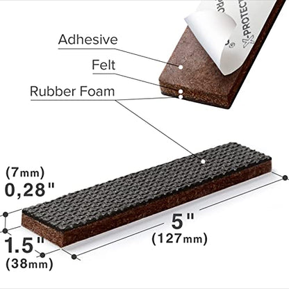 X-PROTECTOR Non-Slip Furniture Pads 8 PC 1.5”x 5” Rubber Furniture Grippers - size: 1.5 x 5 inch 8 Rectangular
