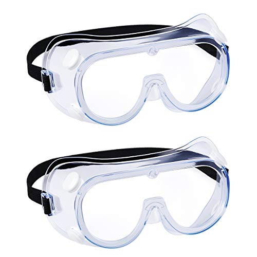 Safety Goggles Over Glasses, Anti Fog Protective Eyewear for Lab - color: White 1 Pack