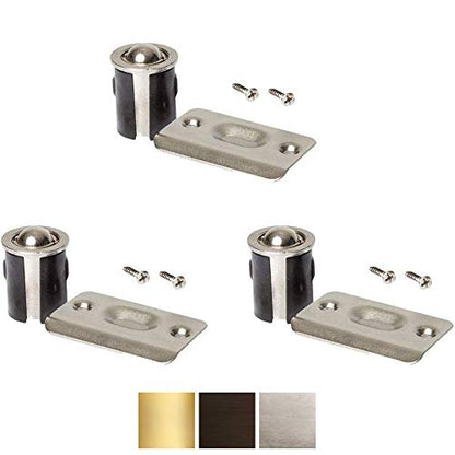 Brushed Nickel Closet Door Drive-in Ball Catch with Strike Plate (3 Pack, Satin Nickel) - color: Satin Nickel, size: 3 Pack