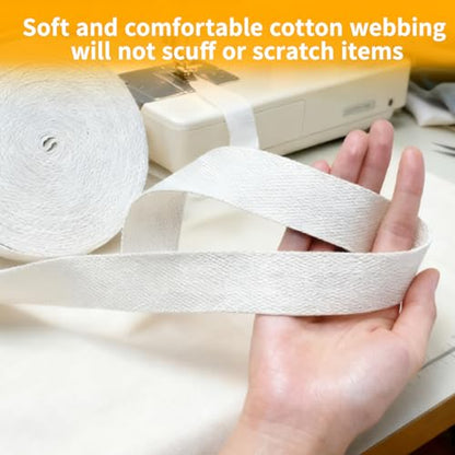 Natural Heavy Cotton Webbing 1-1/4 Inch, 12 Yards Cotton Webbing Strap for Rug Binding Trim, Seam Reinforcement & Homemade Cloth Belt Supplies - size: Width: 1-1/4 Inch