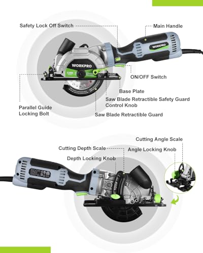WORKPRO 5.8Amp 3500RPM Circular Saw with Parallel Guide - style: 5.8Amp 3500RPM Circular Saw
