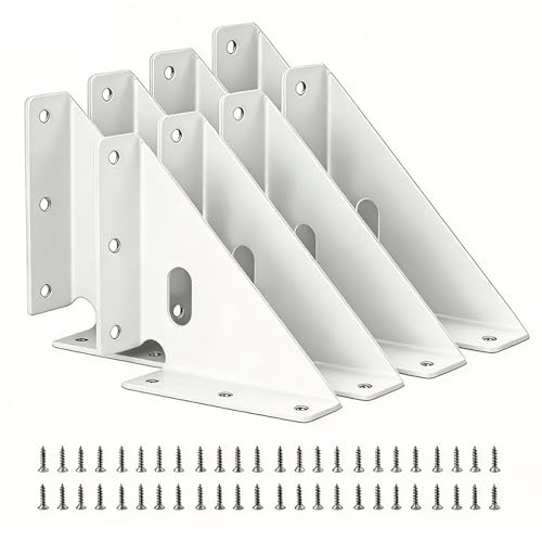 8 Pcs Heavy Duty Gusset Joints, Trapezi Corner Code (White) - color: 8 Pcs Gusset Joints (White)