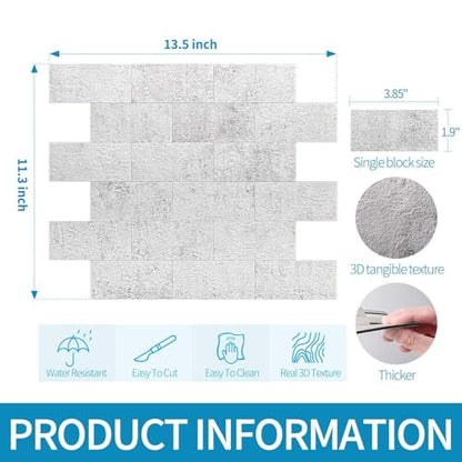 Art3d Peel and Stick Backsplash, Stick on Wall Tile, 10-Pack, Natural White - color: Natural White 10pcs
