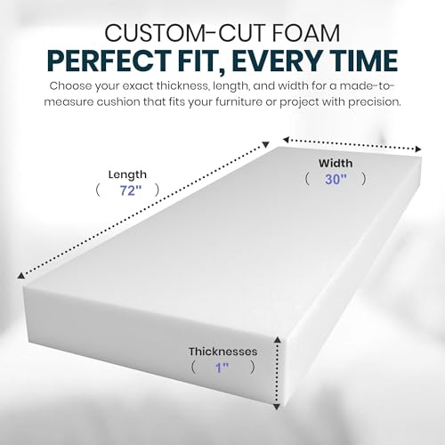 5-Pack of 1" x 30" x 72" High Density Upholstery Foam, Foam Padding & Sheet, Cushion Seat Replacement, Crafts Foam, Seat Cushion Insert, Cushion & Seat Repair Quality Upholstery Foam - size: 1" x 30" x 72", style: 5-Pack
