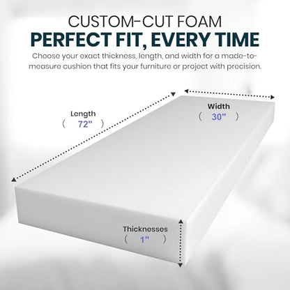 5-Pack of 1" x 30" x 72" High Density Upholstery Foam, Foam Padding & Sheet, Cushion Seat Replacement, Crafts Foam, Seat Cushion Insert, Cushion & Seat Repair Quality Upholstery Foam - size: 1" x 30" x 72", style: 5-Pack