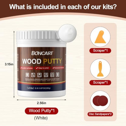 Boncart Wood Filler, 9.87 OZ White Wood Putty - color: 9.87OZ White