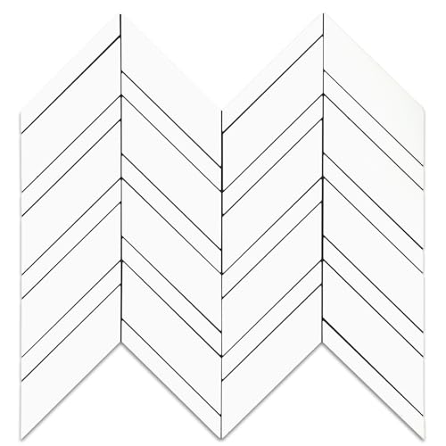 Yipscazo 10-Sheet Herringbone Backsplash Peel and Stick Tile, Polished White PVC Stick on Backsplash for Kitchen, Waterproof Self Adhesive Wall Tile for Bathroom - color: Polished White