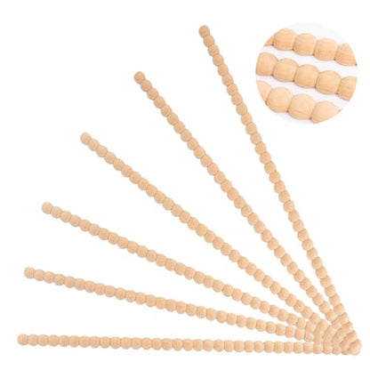 Wood Bobbin Trim Molding Beaded Wood Trim 15.7 Inch Long - size: 14mm