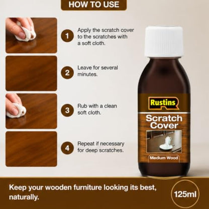 Rustins Scratch Cover Restore & Protect Medium Wood 125ml | 4.2 Fl. Oz. - color: Oak, Walnut, Cherry