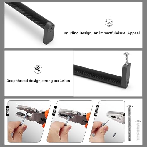 30 Pack Matte Black Cabinet Pulls knurled 3 Inch Hole Centers Kitchen Cabinet Handles Black Drawer Pulls Dresser Handles - color: Matte Black, size: 3'' Hole Center(76mm)
