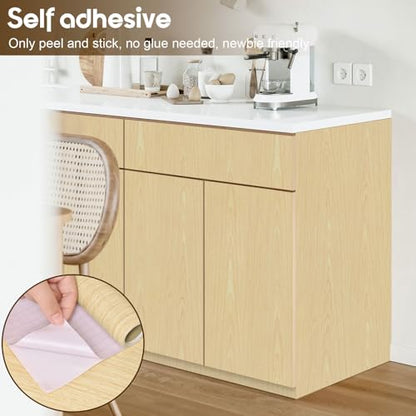 Fititem 236”×17.3” Wood Grain Contact Paper Light Oak Faux Wood Wallpaper - size: 17.3" x 236"