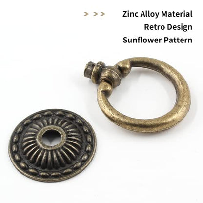 6Pcs Vintage Bronze Drop Ring Knobs