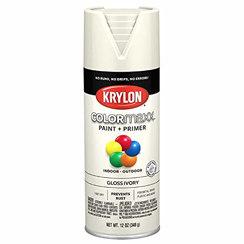 Krylon K05524007 COLORmaxx Spray Paint and Primer for Indoor/Outdoor Use, Gloss Ivory - color: Ivory, size: 12 Ounce (Pack of 1), style: Gloss