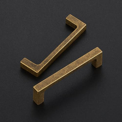 Ravinte Antique Brass Cabinet Handles Solid Square Pulls 3-1/2 Inch 10 Pack - size: 3-1/2 Inch Hole Center