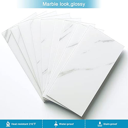 BeNice Peel and Stick Tile Backsplash Bathroom Fishbelly White 23pcs - color: Fishbelly White