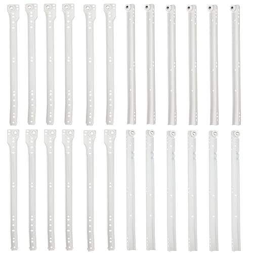 MOUYAT 6 Pairs 12 Inch Bottom Mount Drawer Slide, Heavy Duty Drawer Rails with Mounting Screws, Replace Drawer Track Hardware, Fits Bottom/Side-Mounted Drawer, White - size: 12 Inch White