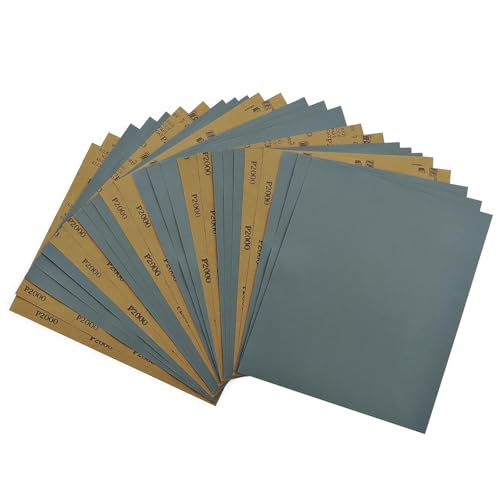 25 PCS 2000 Grit Wet Dry Sandpaper, 9x11 Inch Silicon Carbide Sheets - style: Grit 2000