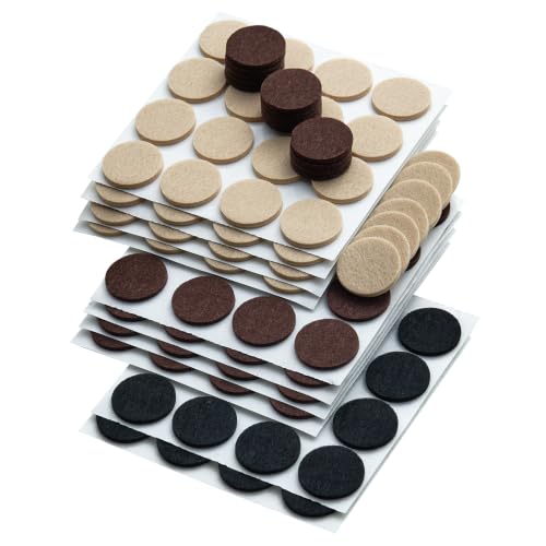 160 PCS Felt Furniture Pads, 1 Inch Round Felt Pads for Chairs, Tables, Sofas, Beds, Appliances, Self Adhesive Non Slip Floor Protectors for Hardwood Floors, 3mm Thick (Brown, Beige, Black) - color: Brown + Beige +Black1