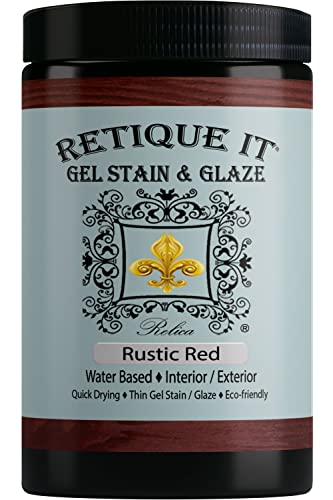 Water-Based Gel Stains by Retique It, 84 Rustic Red, 32oz Stain - color: 84 Rustic Red, size: 32oz Stain