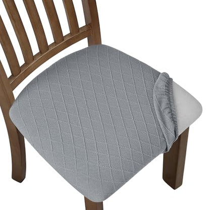 Fuloon Dining Chair Seat Covers Stretch Slipcovers, 6 Pack, Light Grey - color: Light Grey, size: Not Waterproof
