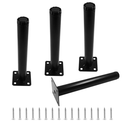 4 Pcs 8"/200mm Metal Furniture Legs, Black, Adjustable - size: 8 inches