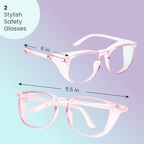 Aqulius Safety Glasses for Women & Men - 2 Pack - Scratch-Resistant Protective Eyewear, Shooting Glasses, Safety Goggles - color: Pink