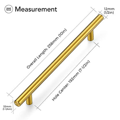Ravinte Brushed Brass Cabinet Handles, 5 Pack Drawer Pulls, 7-1/2 in - size: 7-1/2 Inch Hole Centers