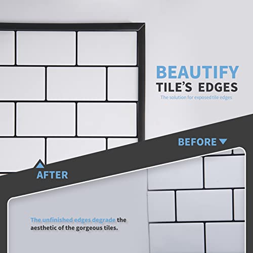 Art3d 10 ft Peel and Stick Flexible Molding Trim for Wall Tile Edge, Black - color: Black, size: 10 feet