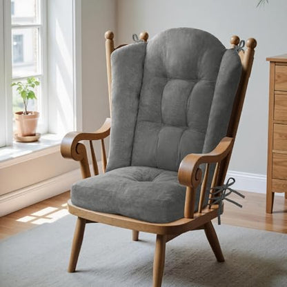 Wingback Rocking Chair Cushion Set, Medium, Grey - color: Grey, size: 28 x28 x3 in & 18.5 x18.5 x4 inch