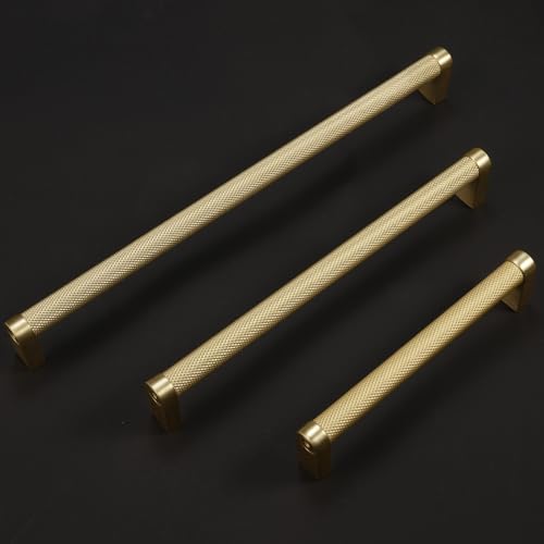 10 Pack 5Inch Kitchen Cabinet Handles Brushed Gold Knurled Cabinet Pulls Gold Drawer Pulls Kitchen Hardware - color: Brushed Gold, size: 5'' Hole Center(128mm)