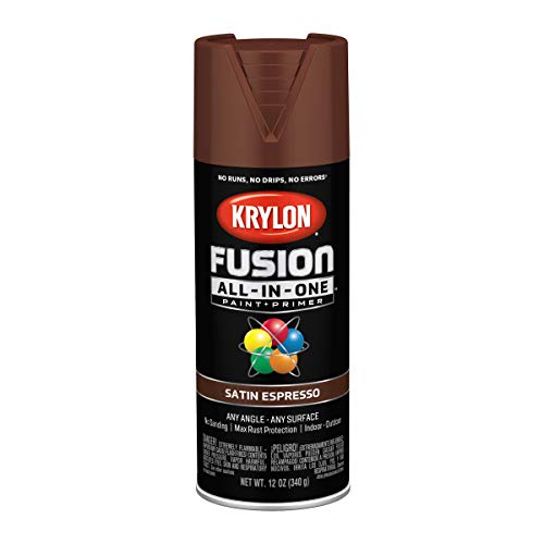Krylon Fusion All-In-One Adhesive Spray Paint for Indoor/Outdoor Use, 12 oz, Espresso - color: Espresso, size: 12 Ounce (Pack of 1), style: Satin