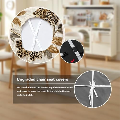 Chair Seat Covers - Waterproof Stretch Printed Dining Room Chair Cover with Elastic Ties Removable Washable Dining Upholstered Chairs Protector (Yellow, Four-Piece Set) - color: Yellow, size: Four-piece set