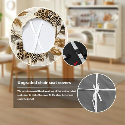 Chair Seat Covers - Waterproof Stretch Printed Dining Room Chair Cover with Elastic Ties Removable Washable Dining Upholstered Chairs Protector (Yellow, Four-Piece Set) - color: Yellow, size: Four-piece set