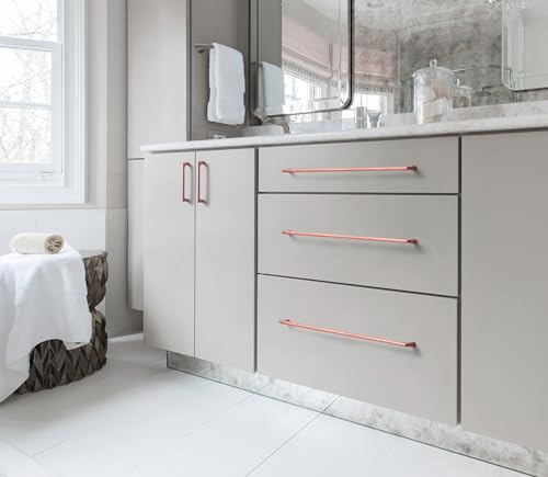 Goo-Ki Brushed Copper Cabinet Pulls with 5''Hole Centers, Modern Style Zinc Alloy Cabinet Handles for Dresser,Wardrobe,Cupboard- 24 Pack - color: Brushed Copper, size: 5'' Hole Centers
