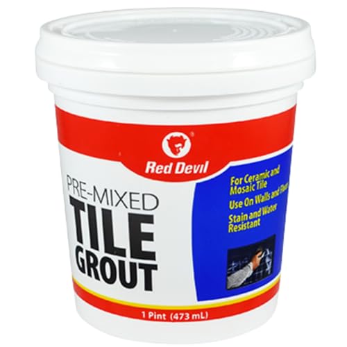 Red Devil 0428 Pre-Mixed Tile Grout - Professional Quality, Excellent Adhesion, Ideal for Wall & Floor Use - 1 Pint, White, Made in USA - color: White, size: 1 Pint, style: 1 - Pack