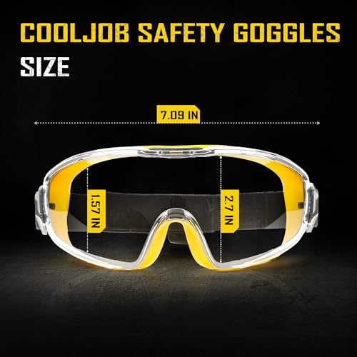 COOLJOB Safety Goggles Over Glasses with Anti-Fog Clear Lens - style: Goggle (Pack of 3)
