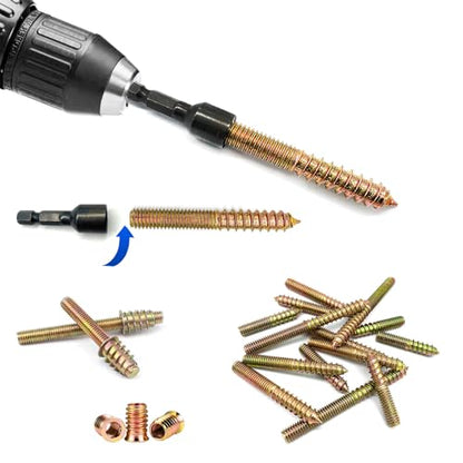 1/4"-20 5/16"-18 3/8"-16 3Pcs Hanger Bolt Driver Double Headed Wood Screws Fully All Threaded Rod Threaded Insert Hexagon Head Drill Driver Bits - size: Driver 1/4"+5/16"+3/8"