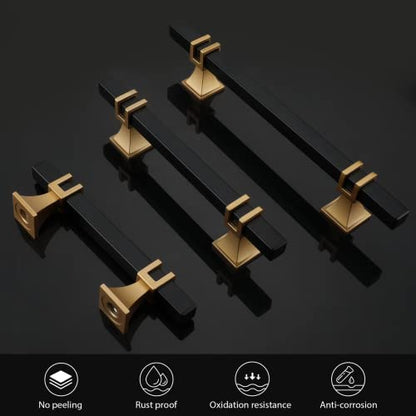 homdiy Black and Gold Cabinet Pulls 6-1/4" Black and Brass Cabinet Pulls - color: Black & Matte Gold, size: 6-1/4 Inch(160mm) Hole Centers
