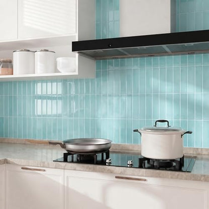 Peel and Stick Backsplash Tile for Kitchen, 10 Sheets, 11.42''x9'' - color: Lake Blue