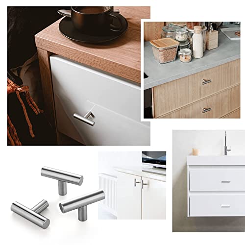 1 Pack Brushed Nickel T Bar Cabinet Knobs 2in Dresser Knobs Single Hole - color: Brushed Nickel, size: 1 Pack, style: Round