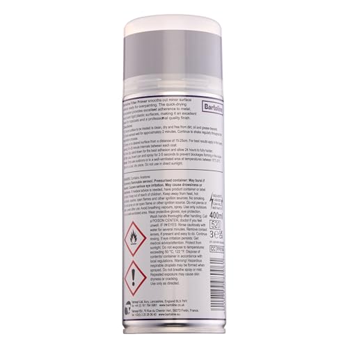 Bartoline Filler Primer Spray Paint, Gray, 13.5 oz - Sandable Finish Multi-Surface Filler & Primer for Metal, Wood & Plastic - Fast-Drying - 400 ml - size: 13.5 Ounce (Pack of 1)