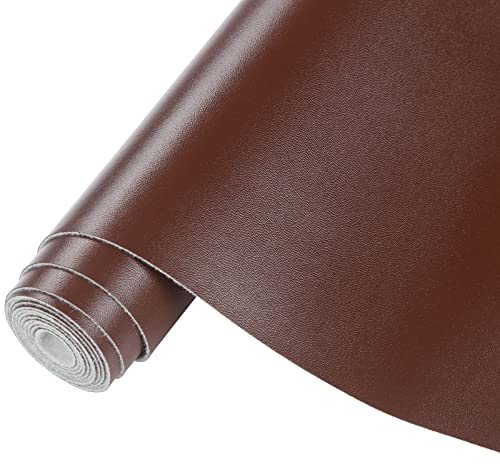 CDY Smooth Faux Leather Roll: 13.8"X53" Faux Leather Sheets for Upholstery - color: Dark Brown