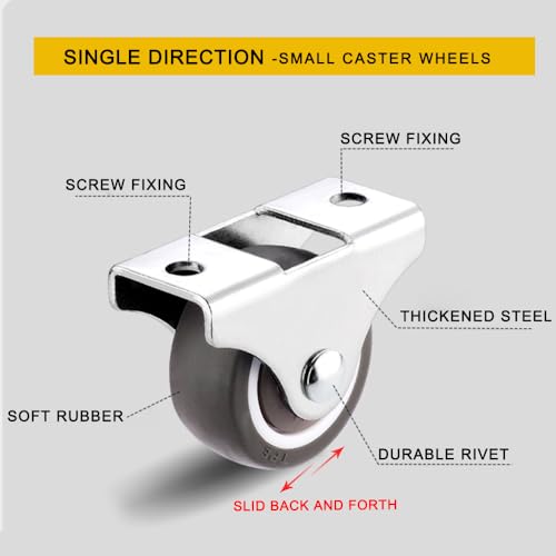 1" Mini Rigid Caster Wheels, Small Low-Profile Fixed Plate Casters,8‑Pack - style: 1.0 Inch Wheel