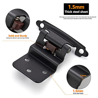 Ravinte Black Kitchen Cabinet Hinges, 3/8 Inch Inset, 10 Pack - size: 3/8 inch Inset