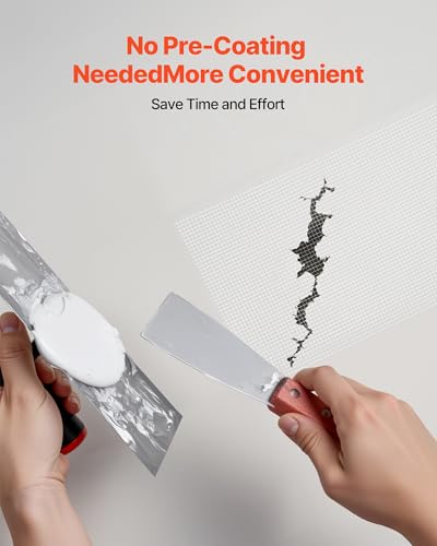 VEVOR Drywall Mesh Tape, 5.91 inch W x 98.43 ft L Self-Adhesive Fiberglass Drywall Joint Tape, 12 Rolls Dry Wall Patch for Easy Sheetrock Ceiling Crack Repair, to Achieve Smooth Even Wall Surface - color: White - 12-pack